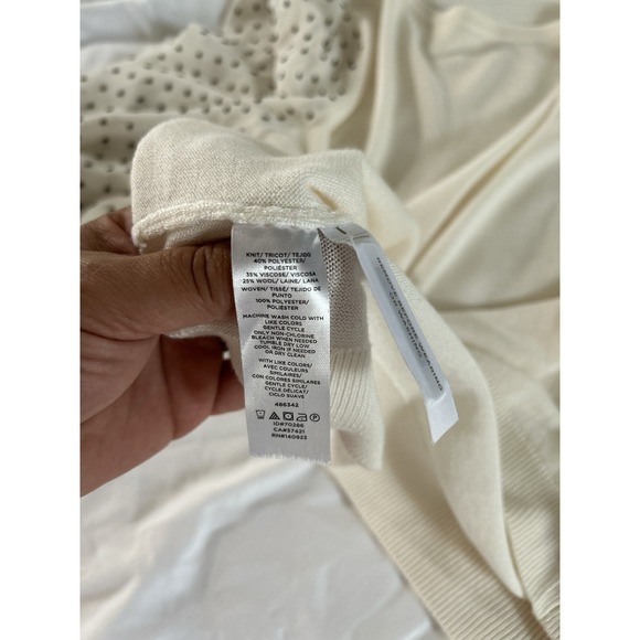 LOFT Women's lightweight Sweater Size M Sheer Sleeves Official Casual Coquette - Picture 9 of 9